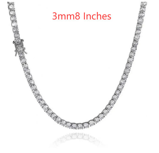 S925 Zilveren Moissanite Enkelrijige Tennisketting Unisex
