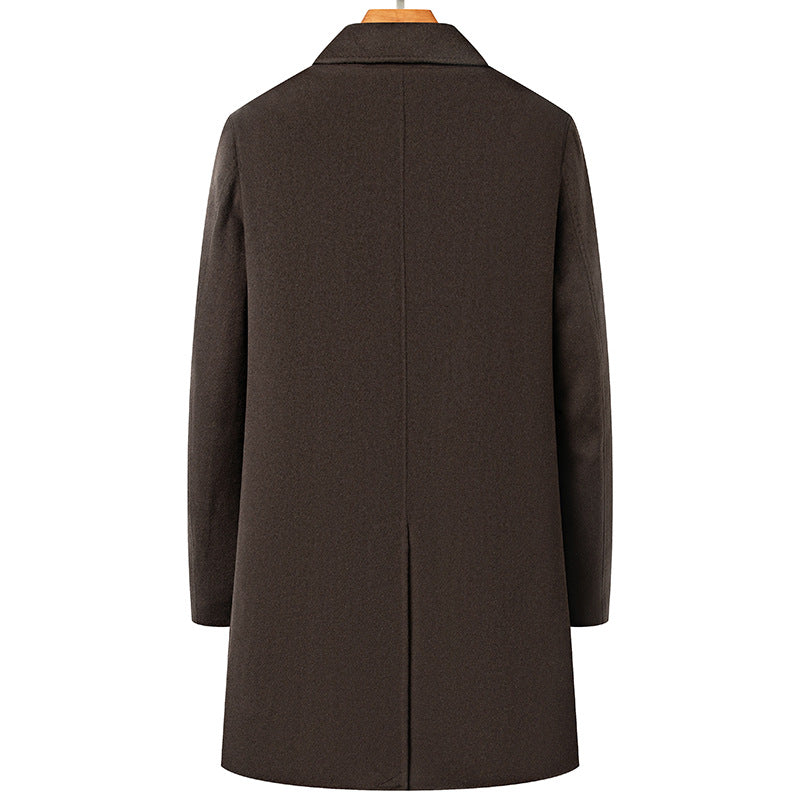 Men's Double-Breasted Wool Overcoat with Detachable Liner