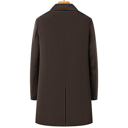 Men's Double-Breasted Wool Overcoat with Detachable Liner