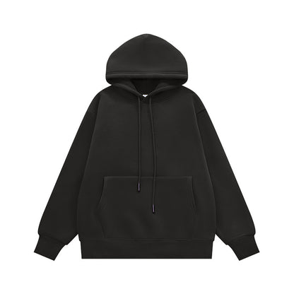 Men Solid Color Fleece Hooded Sweatshirt 350g Heavyweight Pullover