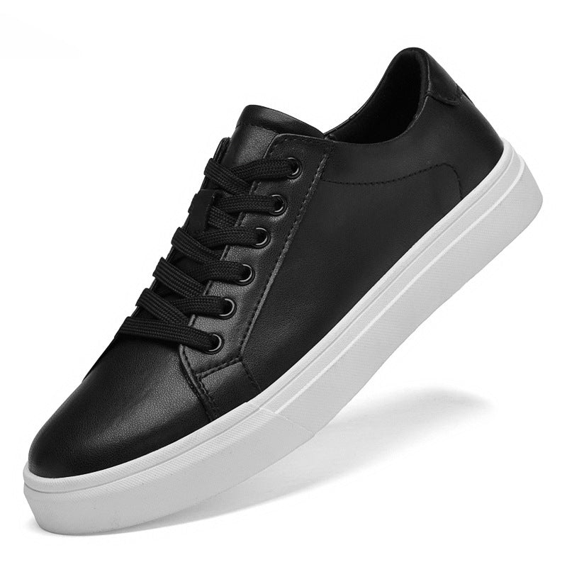 Men's Two-Layer Cowhide Leather Lace-Up Low-Top Casual Sneakers