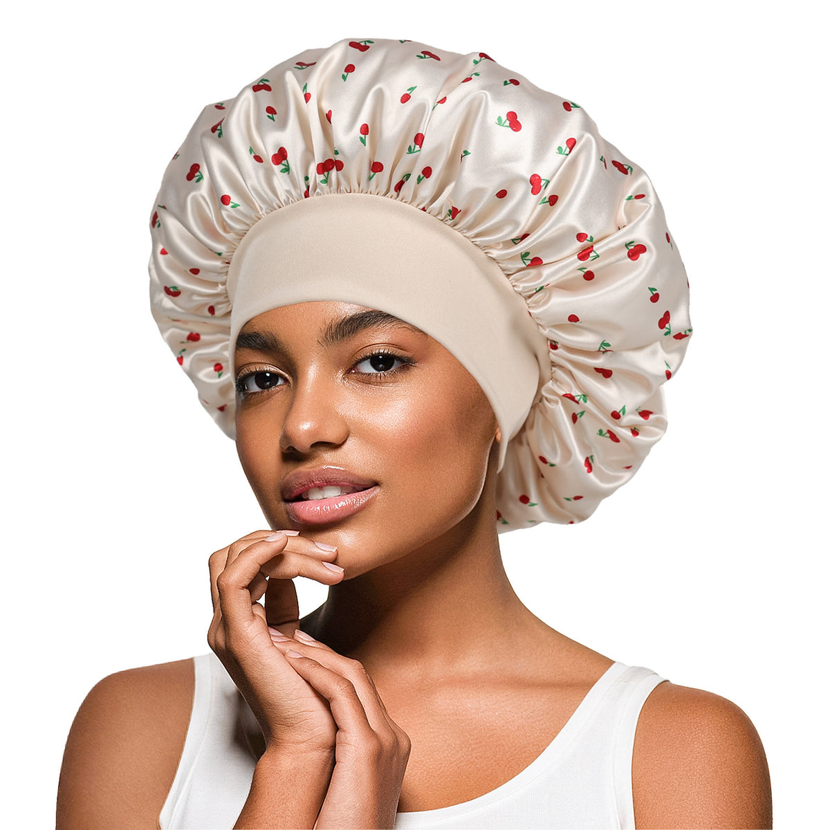 Women's Printed Polyester Wide-Brim Elastic Sleep Cap