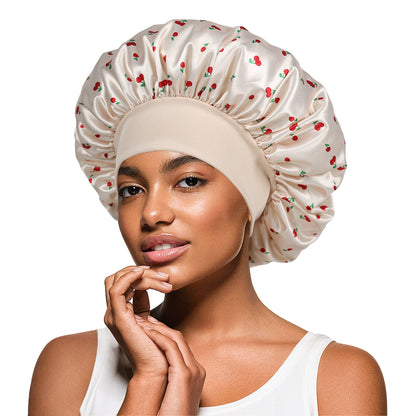Women's Printed Polyester Wide-Brim Elastic Sleep Cap