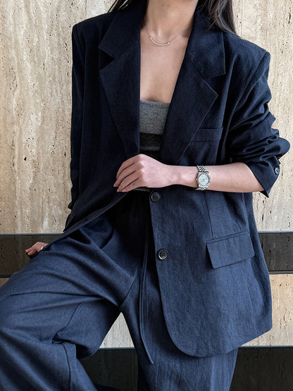 Womens Tencel Linen Blazer and Pants Set