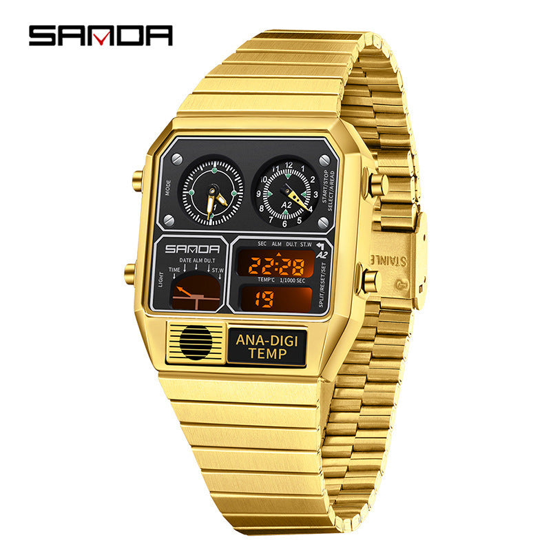 Dual Display 50m Water Resistant Electronic Watch