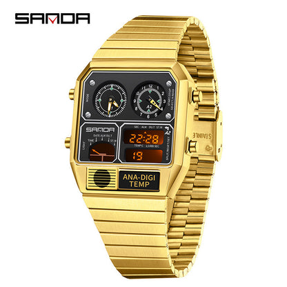 Dual Display 50m Water Resistant Electronic Watch