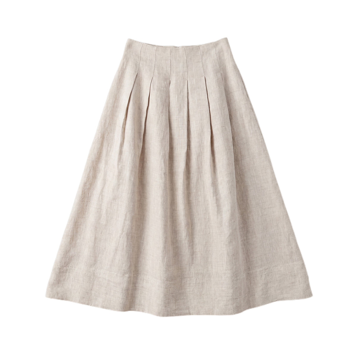 Women's High-Waisted Linen A-Line Pleated Skirt