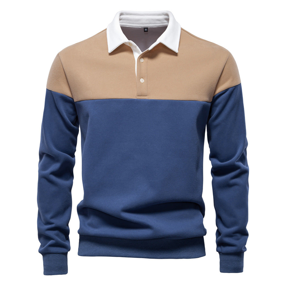 Mens Long Sleeve Polo Collar Sweater