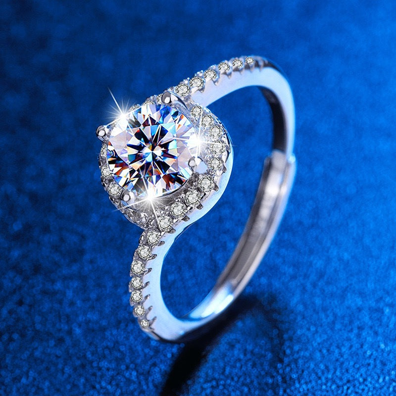Adjustable Cubic Zirconia Ring Women Classic Six Claw Design
