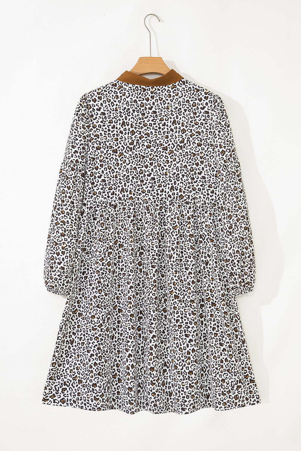 Plus size mini-jurk met knoopsluiting V-hals luipaard of bloemenprint losse pasvorm