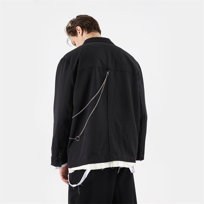 Heren Designer Colbert Met Ruwe Zoom En Ketting Detail