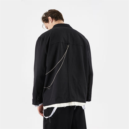 Heren Designer Colbert Met Ruwe Zoom En Ketting Detail