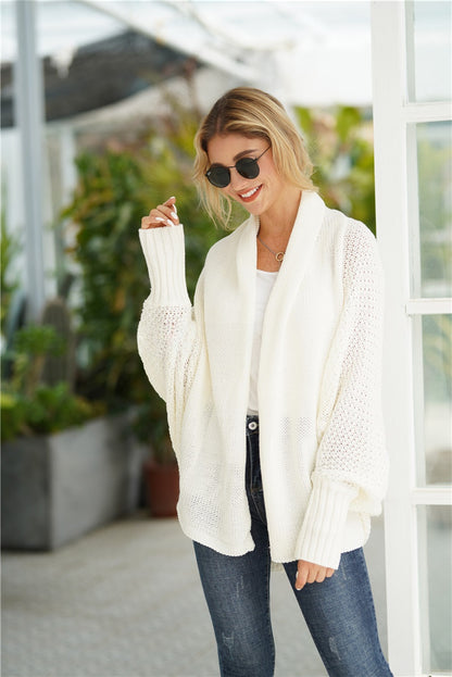 Long and oversized knitted cardigan in large size