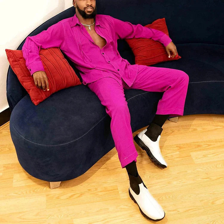 Heren verlengde blouse en broek 2-delige set