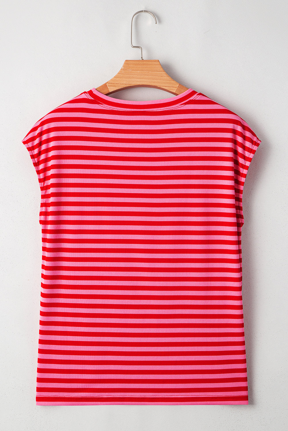 Gestreepte T-shirt met ribboord korte mouwen en ronde hals
