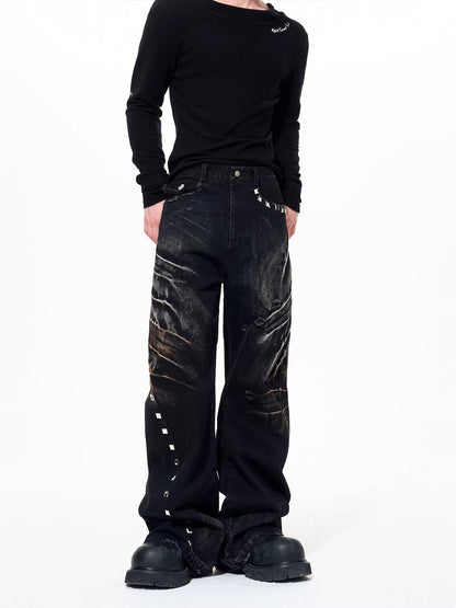 Vintage washed denim jeans