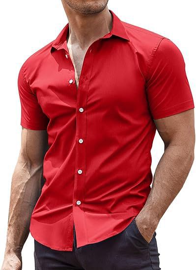Mens Classic Business Casual Short Sleeve Shirt