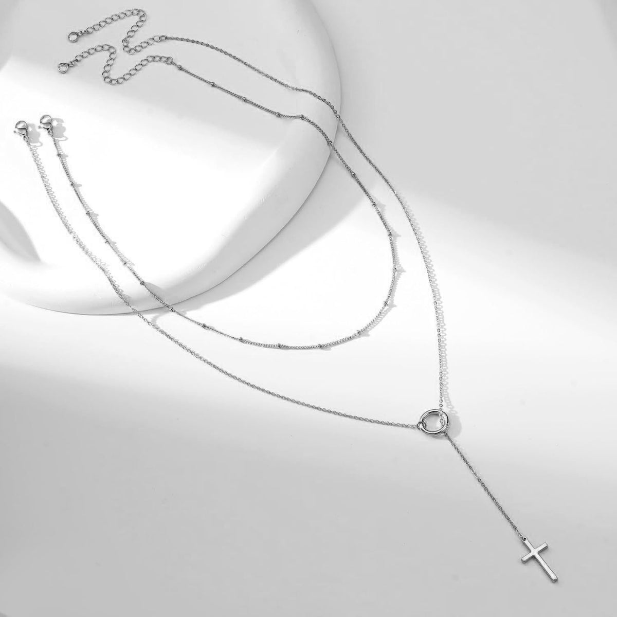 Fashion Imitation Pearl Layered Necklace with Heart Pendant for Women Men