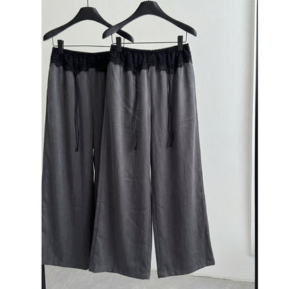 Womens Lace Wide-Leg Casual Pants