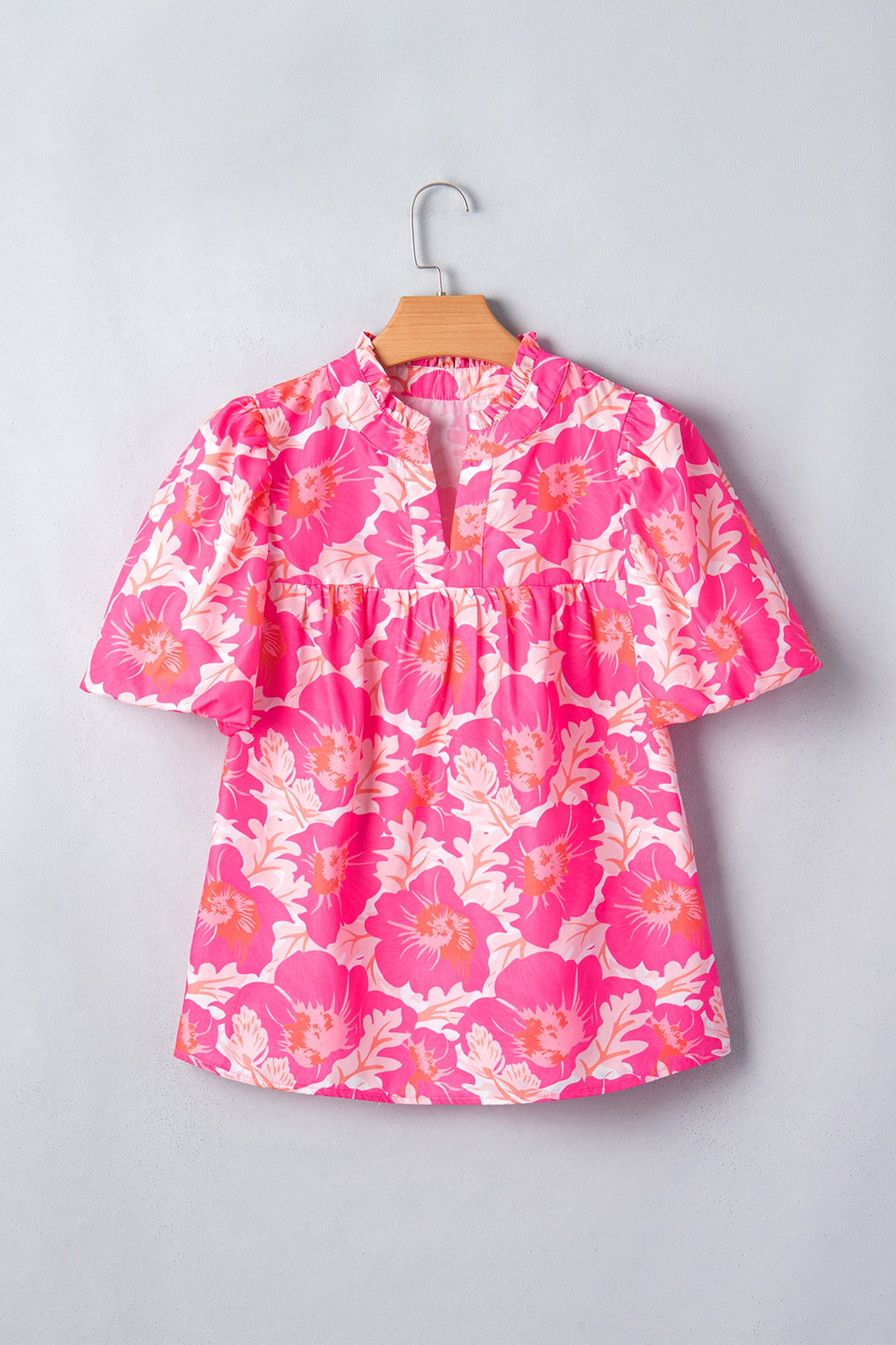 Zomerblouse met korte pofmouwen en bloemenprint