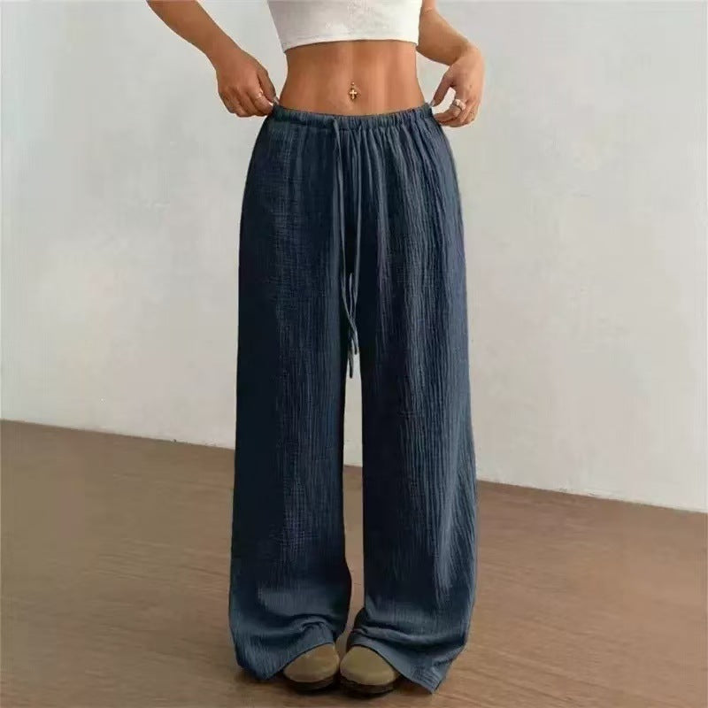 High Waist Wide Leg Cotton Trousers