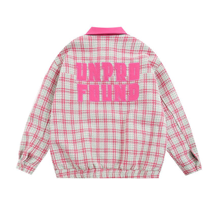 Amerikaanse geruite unisex honkbaljas revers PU-leer