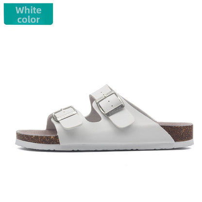 Buckle Flats Cork Slippers