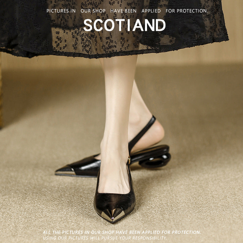 Chunky Heel High Heels for Women, Low-heeled backless sandals