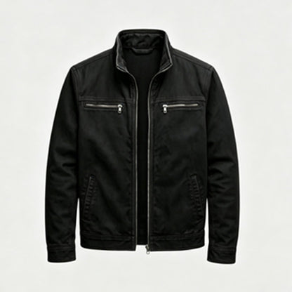 Mens Retro Casual Workwear Jacket Cotton Long Sleeve Coat