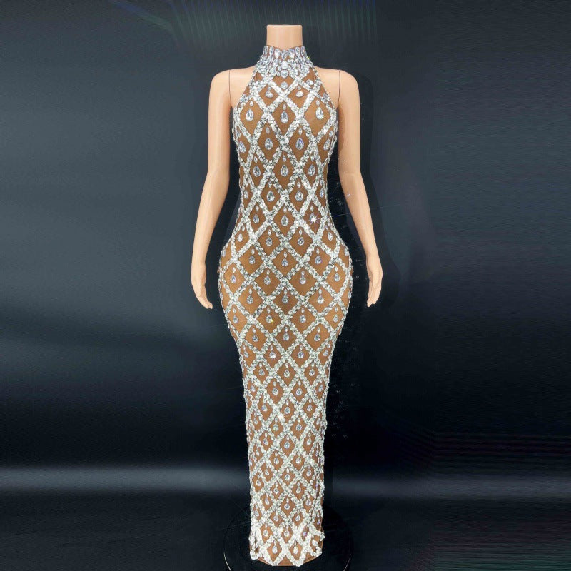 Rhinestone Silver Dress Plus Size