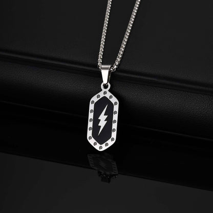 Stainless Steel Hexagonal Lightning Pattern Pendant Necklace