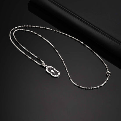 Stainless Steel Hexagonal Lightning Pattern Pendant Necklace