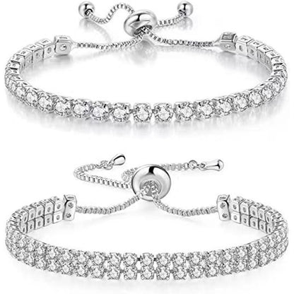 Women's Electroplated Copper Tennis Bracelet with White Zircon Pull Clasp