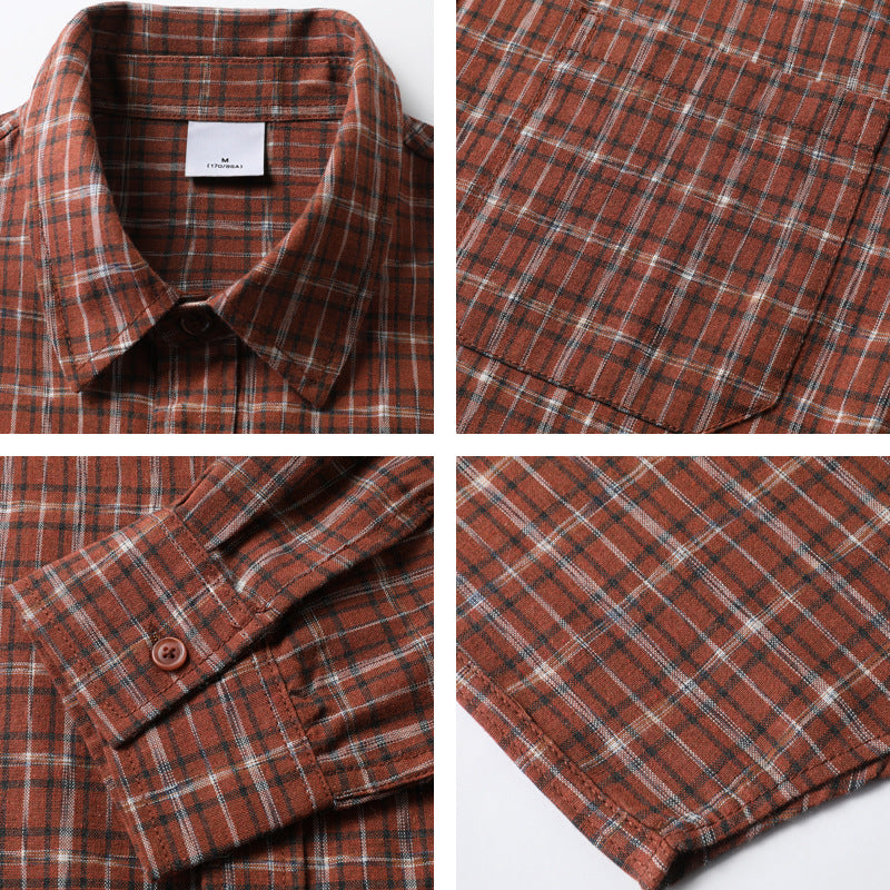 Wide-cut washed check shirt
