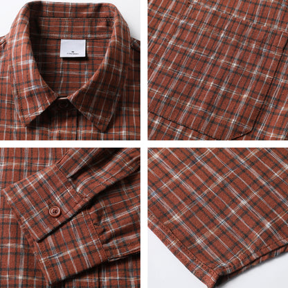 Wide-cut washed check shirt