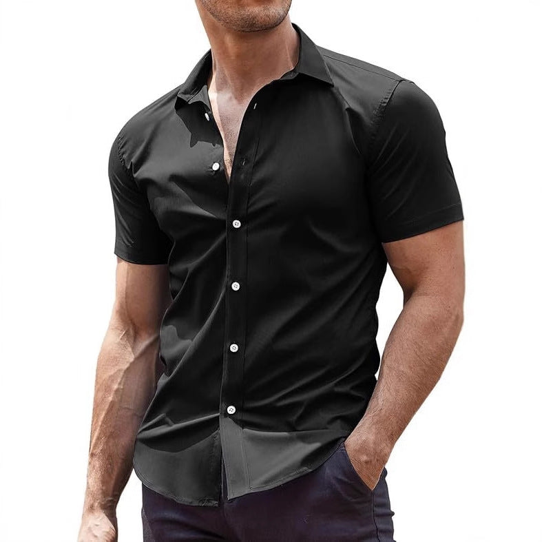 Mens Classic Business Casual Short Sleeve Shirt