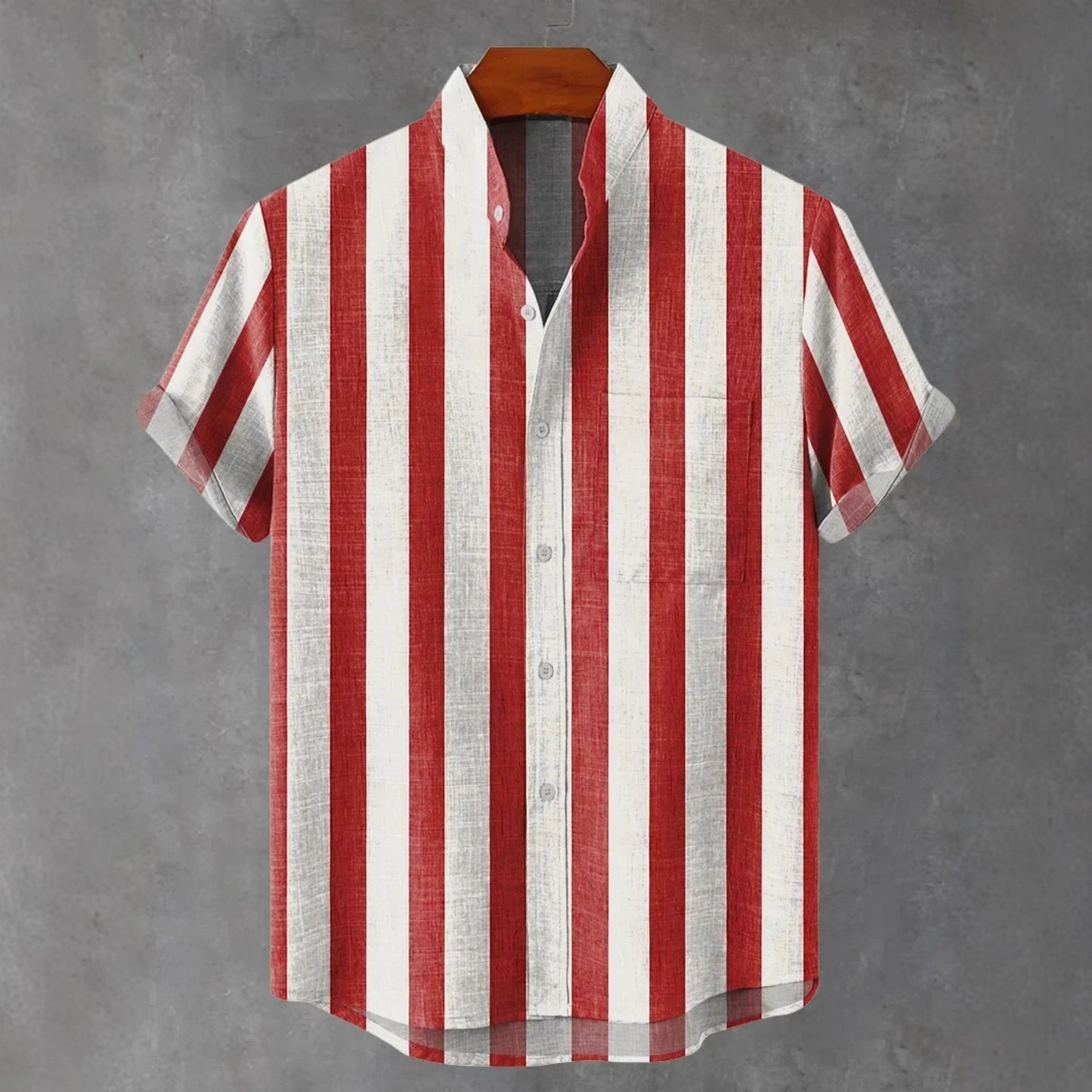 Heren opstaande kraag contrasterende kleur gestreept casual overhemd