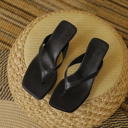 Square-toe kitten heels with sandals