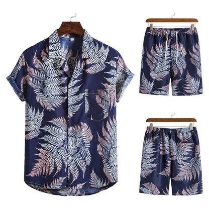 Hawaiian Series Strand Stijl Korte Mouw Shirt Strandbroek Tweedelig Set