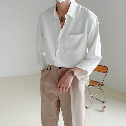 Men's loose-fitting long-sleeved shirt