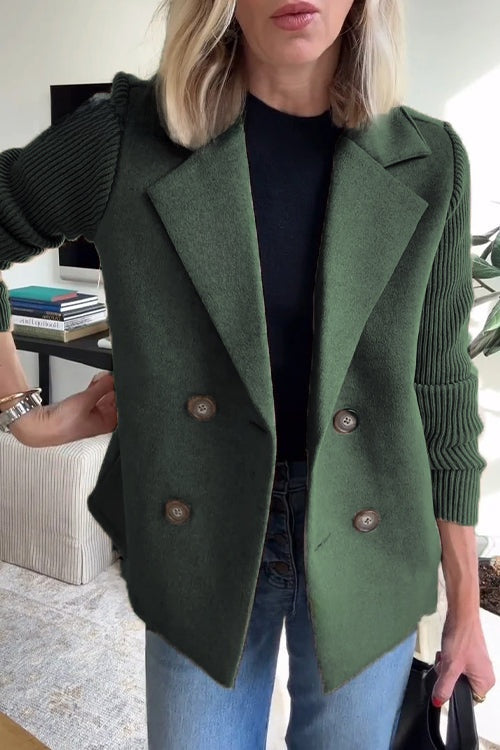Women's Elegant Wool Stitching Coat