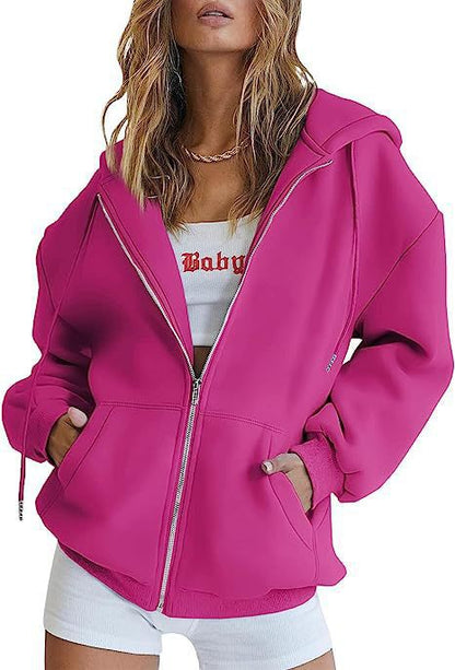 Long-sleeved hooded sweater-style women's coat