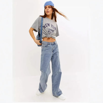 Dames vloerlange losse jeans