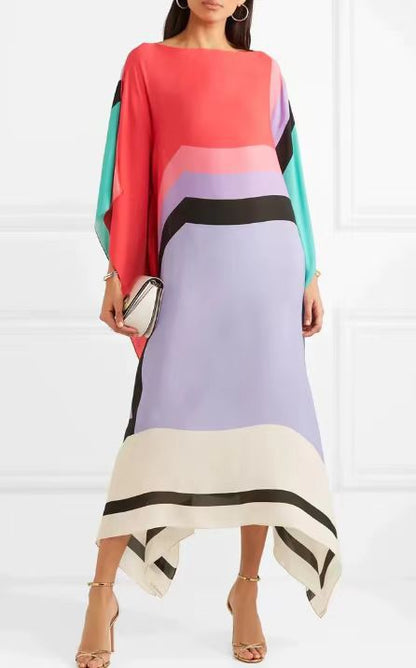 Summer Comfortable and Stylish Printed Casual Off-Shoulder Long Dress