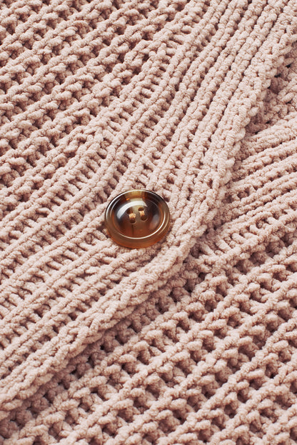 Gray Buttoned Front Drop Shoulder Knitted Cardigan
