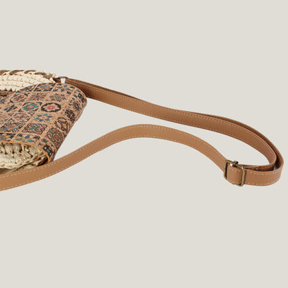Boheemse geweven ronde crossbodytas