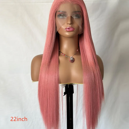 Front lace pink long straight hair