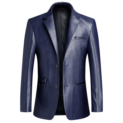 Men's PU leather casual suit jacket