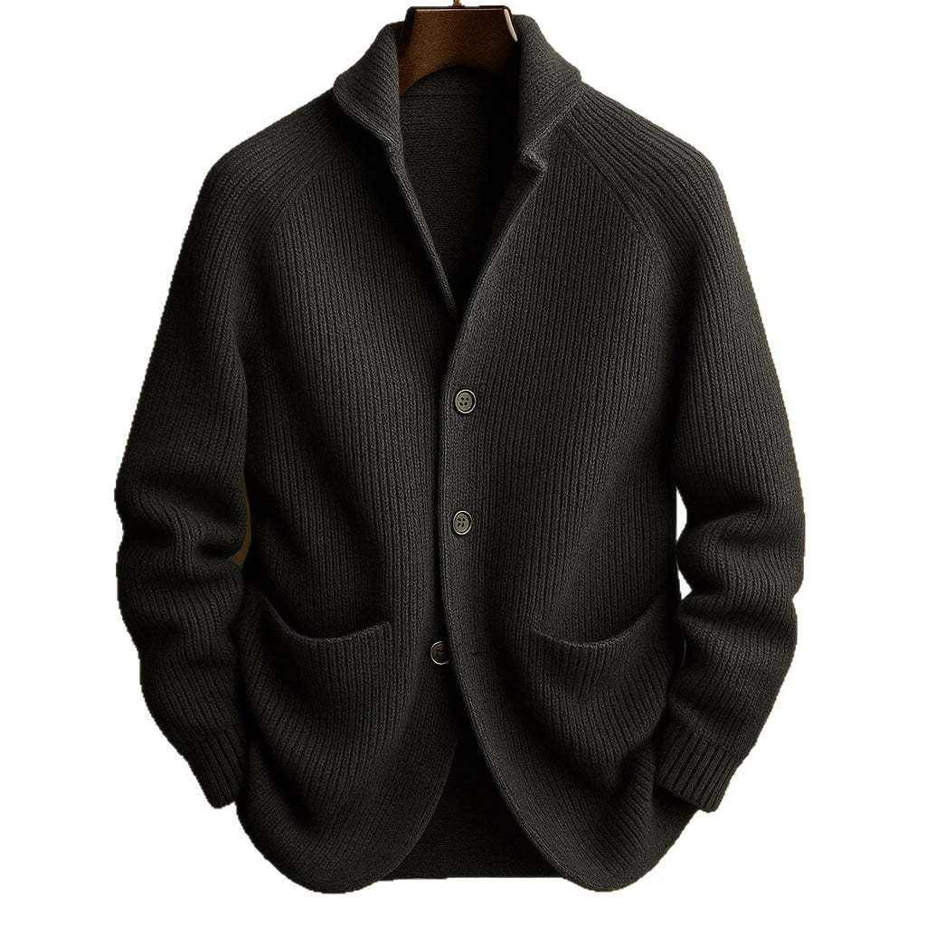 Gentleman's Knitted Three-Button Notch Lapel Cardigan