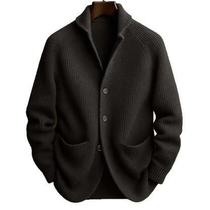 Gentleman's Knitted Three-Button Notch Lapel Cardigan